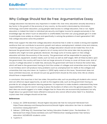 Why College Should Not Be Free: Argumentative Essay