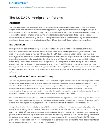 The US DACA Immigration Reform