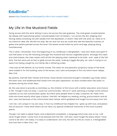 My Life in the Mustard Fields