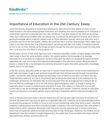 Importance of Education in the 21st Century: Essay