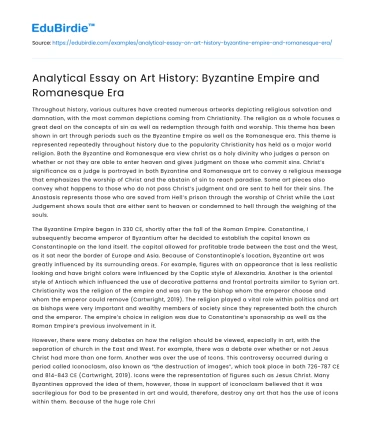 Analytical Essay on Art History: Byzantine Empire and Romanesque Era