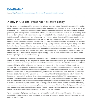 A Day in Our Life: Personal Narrative Essay