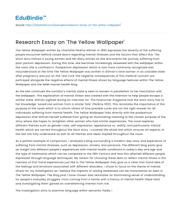 Research Essay on ‘The Yellow Wallpaper’