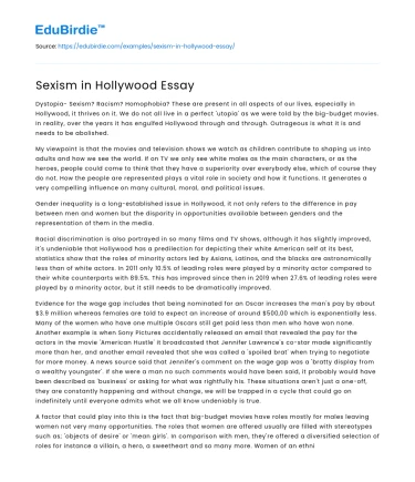 Sexism in Hollywood Essay
