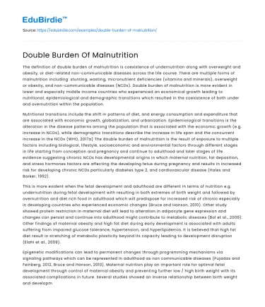 Double Burden Of Malnutrition