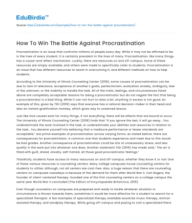 How To Win The Battle Against Procrastination