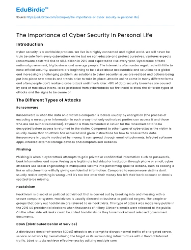 The Importance of Cyber Security in Personal Life
