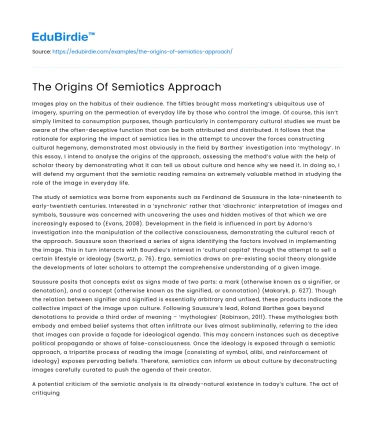 The Origins Of Semiotics Approach