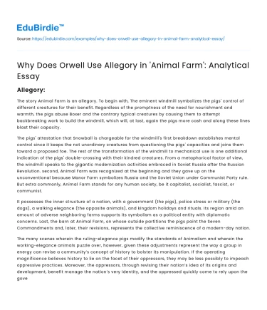 Orwell’s Allegorical Technique in Animal Farm