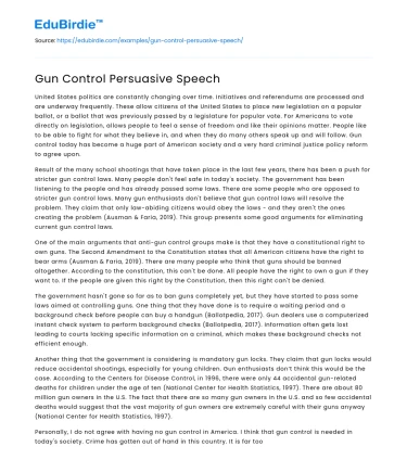 Gun Control Persuasive Speech