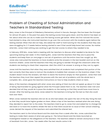School Admin and Teachers Cheating in Standardized Testing