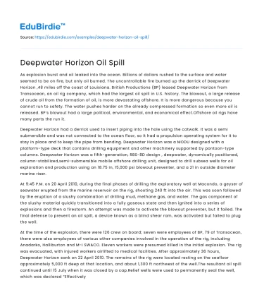 Catastrophic Impact of the Deepwater Horizon Spill