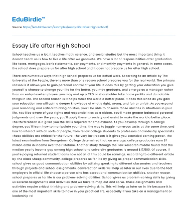 Essay Life after High School