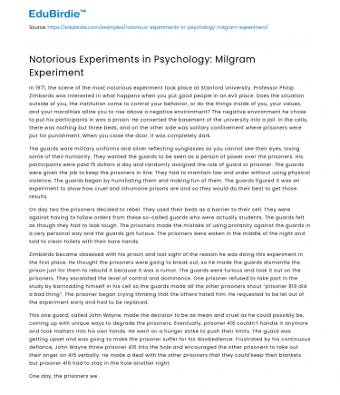 Notorious Experiments in Psychology: Milgram Experiment