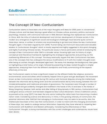 The Concept Of Neo-Confucianism