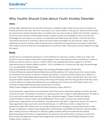 Why Youths Should Care about Youth Anxiety Disorder