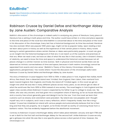 Comparative Analysis: Robinson Crusoe and Northanger Abbey