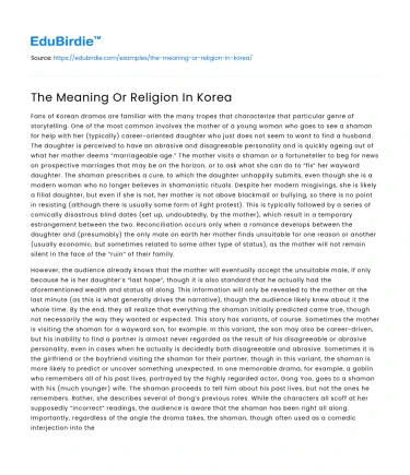 The Meaning Or Religion In Korea