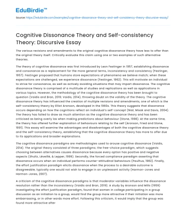Cognitive Dissonance Theory and Self-consistency Theory