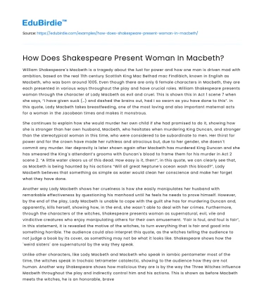 How Does Shakespeare Present Woman In Macbeth?