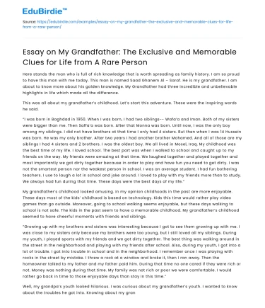 My Grandfather: A Life Filled with Unforgettable Lessons