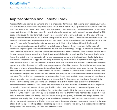 Representation and Reality: Essay