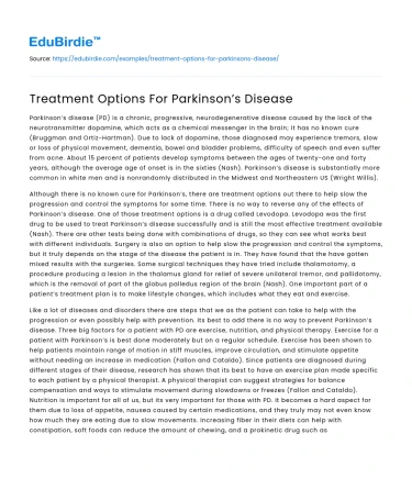 Treatment Options For Parkinson’s Disease