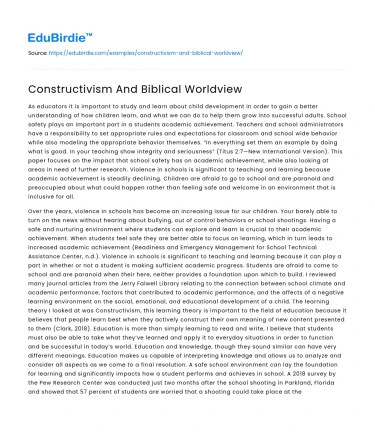 Constructivism And Biblical Worldview