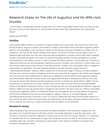 Research Essay on The Life of Augustus and His Wife Livia Drusilla