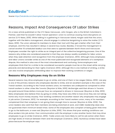 Reasons, Impact And Consequences Of Labor Strikes
