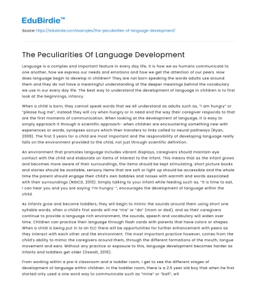 The Peculiarities Of Language Development
