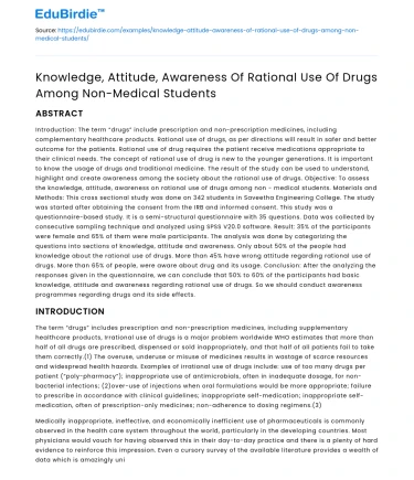 Non-Medical Students’ Knowledge of Rational Drug Use