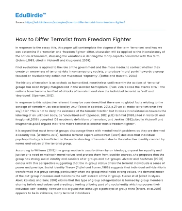 How to Differ Terrorist from Freedom Fighter