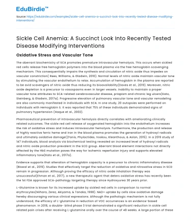 Sickle Cell Anemia: Recent Disease-Modifying Interventions