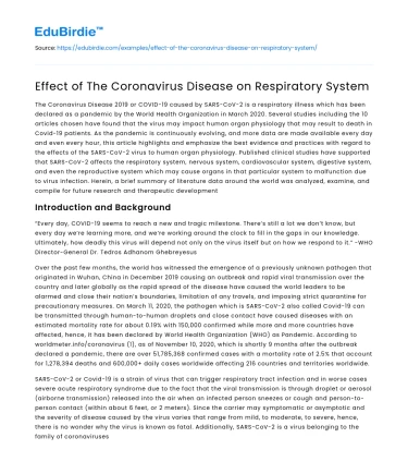 Impact of COVID-19 on Respiratory Health