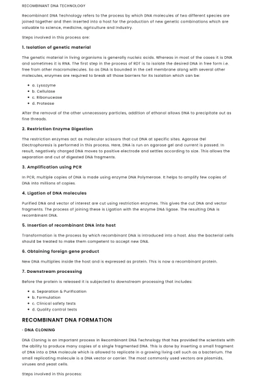 Recombinant DNA Technology & Cloning