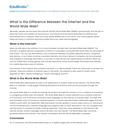 What Is the Difference Between the Internet and the World Wide Web?