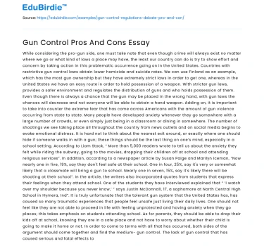 Gun Control Pros And Cons Essay