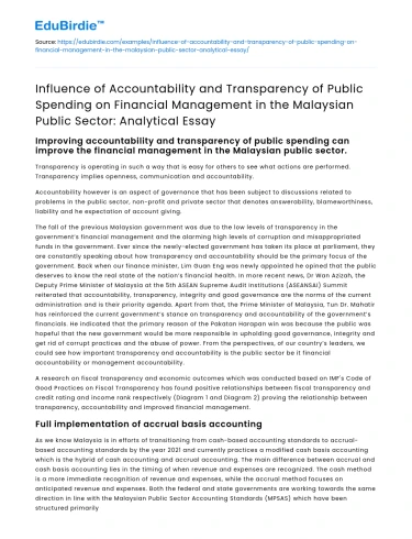Public Spending: Accountability and Transparency in Malaysia
