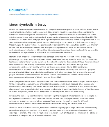 Maus’ Symbolism Essay