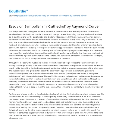 Essay on Symbolism in ‘Cathedral’ by Raymond Carver