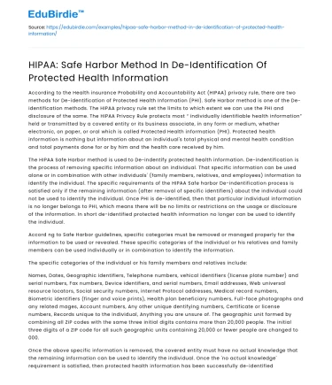 HIPAA: Safe Harbor for De-Identifying Health Info
