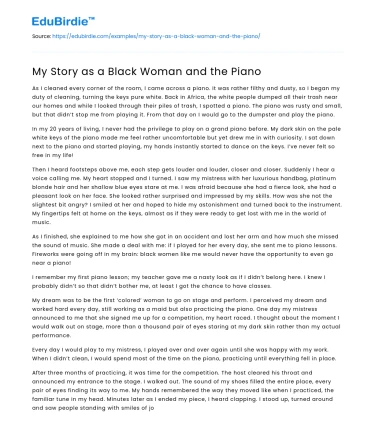 My Story as a Black Woman and the Piano