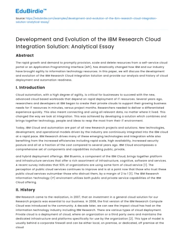 Evolution of IBM Research Cloud Integration