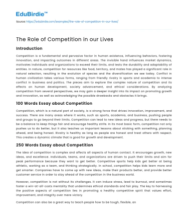 The Role of Competition in our Lives