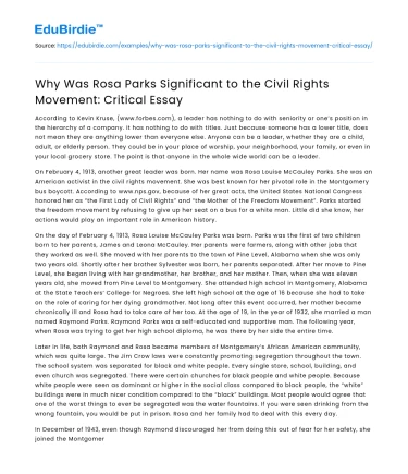Rosa Parks’ Significance to Civil Rights