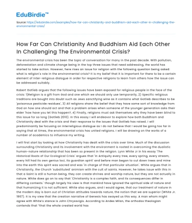 Christianity & Buddhism: Aiding in Environmental Crisis