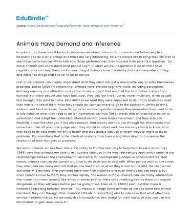 Demand and Inference in Animals