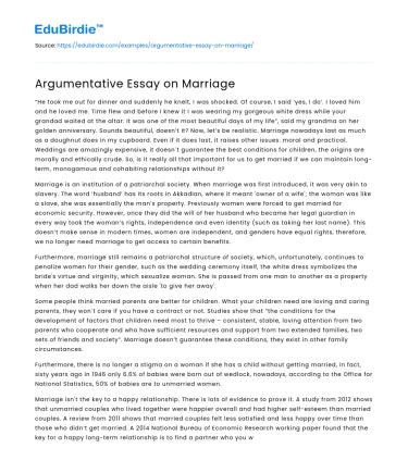 Argumentative Essay on Marriage