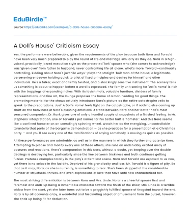 The Thematic Depths of A Doll’s House